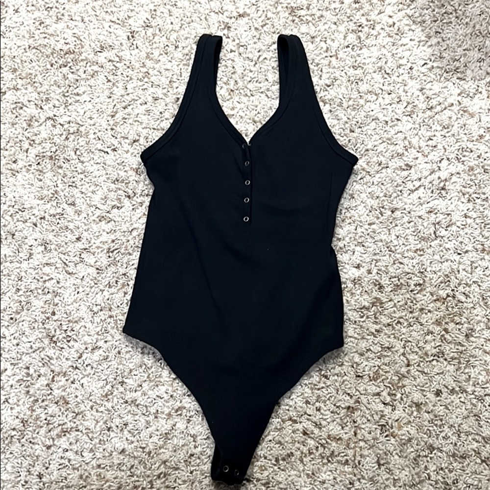 Black ribbed bodysuit